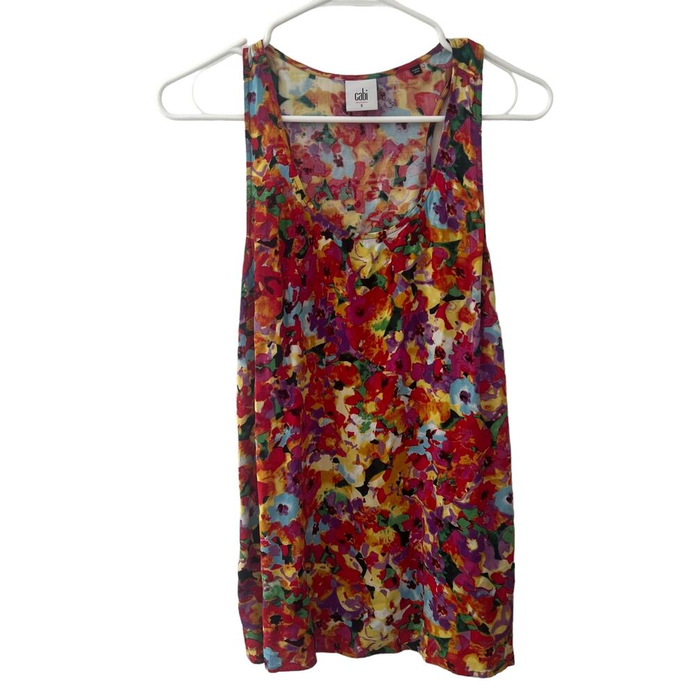CAbi women’s  Louisa Racerback‎ Tank Top Floral Print Lightweight Layer Size S